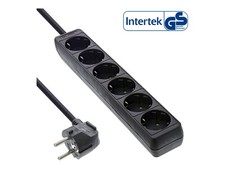 InLine Multi-Outlet 6x Shucko with Safe Black Cable 3m Strip 16463S