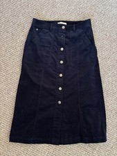 M&S Corduroy Skirt, Midnight Blue, Buttoned front