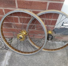 Araya 7X Old School BMX Gold Alloy Wheels Suntour Hubs - Raleigh Ultra Burner