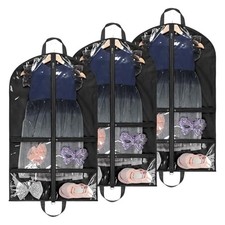 Kids Garment Bag for Dance Costumes, 40" Dance Garment 3 Pack Clear  Black