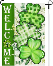 St. Patrick's Day Double-Sided Shamrock Garden Flag 12x18 Inches
