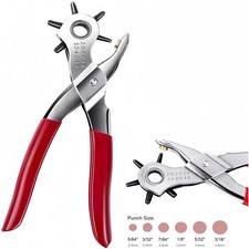 Leather Hole Punch Belt Tool 6 Sizes Puncher Revolving Pliers Heavy Duty 9" US