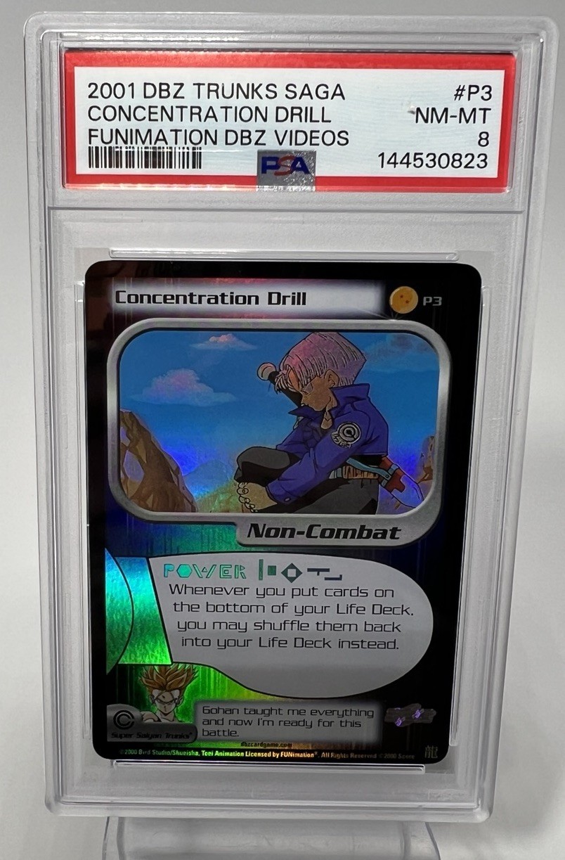2000 Score Promo Dragon Ball Z DBZ Concentration Drill #P3 Foil Trunks PSA 8 view 1