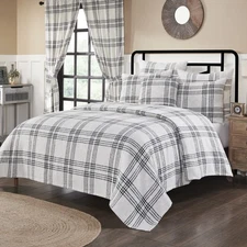 Farmhouse King Coverlet Black Plaid Textured Cotton Bedroom Decor VHC Brands