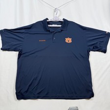 Columbia PFG Auburn Tigers Polo Shirt Mens XXL 2XL Navy Blue Orange Short Sleeve