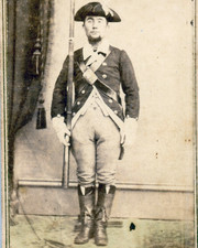 Antique CDV Civil War MILITIA Soldier or REVOLUTIONARY WAR Uniform & TRICORN HAT