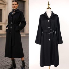 Valentino 100 Cashmere Chester Coat Belt 44 VALENTINO Black