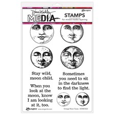 Dina Wakley Media Cling Stamps 6"X9"-Vintage Moon Faces