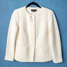 Talbots Petites 6P Ivory Wool Blend Boucle Jacket Blazer NEW