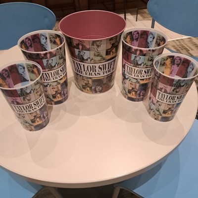 BRAND NEW Taylor Swift The Eras Tour Movie AMC Pink tin, 4 (2-32, 2-44) Cups lot