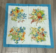 Vintage Violet Moon Mulitcolored Flower Scarf with Blue Border 25x25in