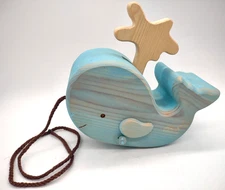 Wooden Handcrafted LARK TOYS Pull Toy Pegged Kellogg USA Wood Ishmael the Whale