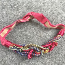 Vintage 80s Passementerie Cord Rope Belt Womens M Pink Boho 90s Nautical Retro