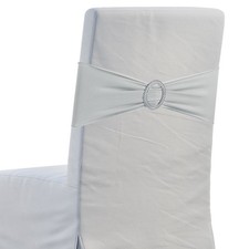 10Pcs Chair Bow, 350x130mm Stretch Band with Buckle Slider Light Gray