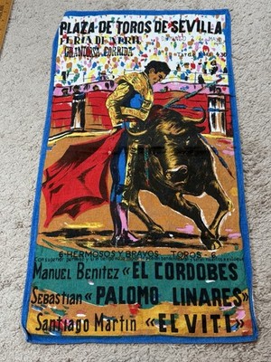 Bull Fighting Tapestry Spanish Matador 15x30 Wall Hanging Paco Camino