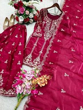 Exclusive Look Silk Pink Top Palazzo With Dupatta For Women Festival Wear