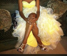 Strapless Yellow Mermaid Prom Dress