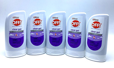 5 PACK) OFF! INSECT REPELLENT CLEAR GEL 8-hours Protection Skin Hydrating 3.8 oz