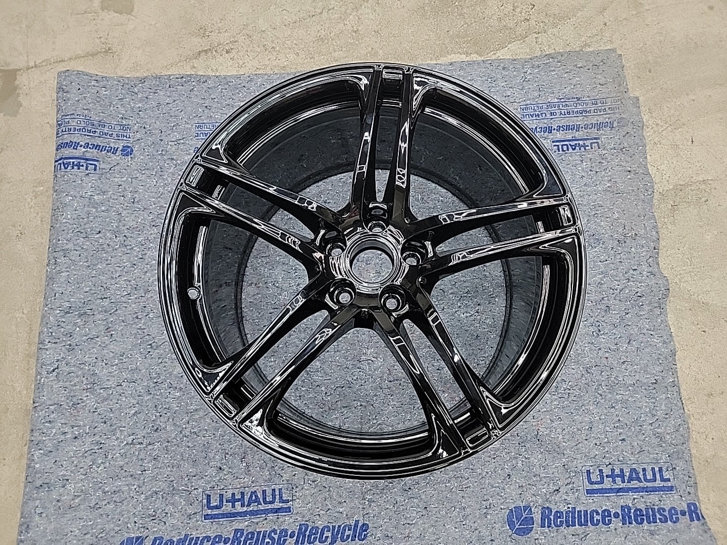 2009 Audi R8 Factory REAR Wheel Rim Black Gloss Split 5 Spoke 19x11 Oem