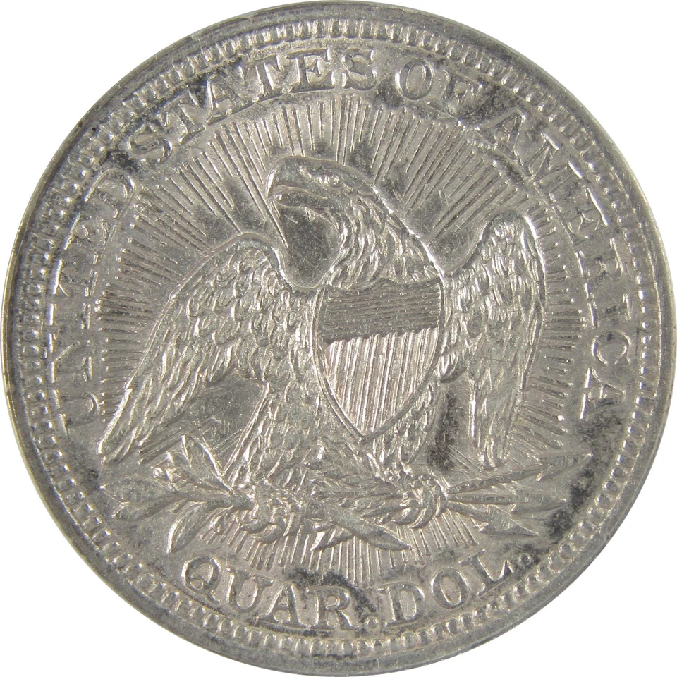 1853 Arrows Rays Seated Liberty Quarter AU 50 Details ANACS SKU:I20129 - Image 4 of 4