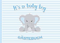 GäStebuch Babyparty Junge 80 Seiten Elefant Blau, Babybuch, Erinnerungsbuch