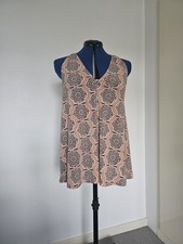 Next Tile Print Halter Neck Top Orange & Brown UK 14