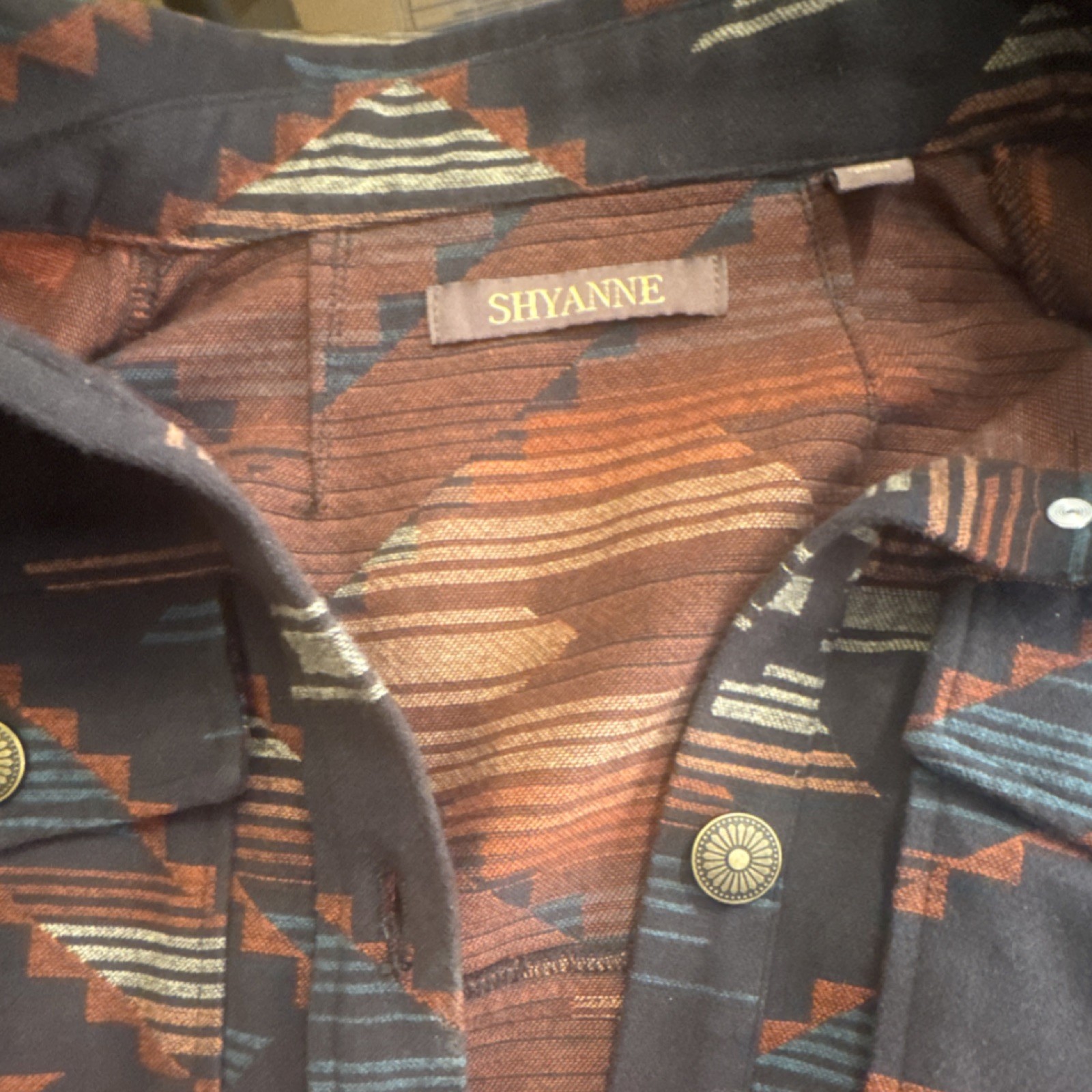 Shyanne Aztec Pattern Button Collared Jacket Pock… - image 1