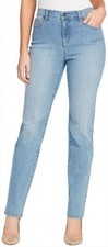 Gloria Vanderbilt Amanda Slimming Jeans Womens 14 Long Callisto Blue Stretch NEW