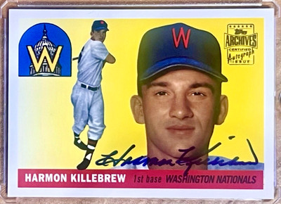 HARMON KILLEBREW 2001 Topps Archives ''1955'' On Card Auto SP #124 NATIONALS