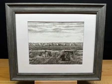 Drawing of The Cap Caprock Oil Field Pump Jacks Graphite Pencil Sketch Picture