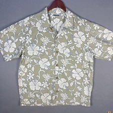 VTG Billabong Hawaiian Shirt Large Floral Hibiscus Cotton Beach Made in USA