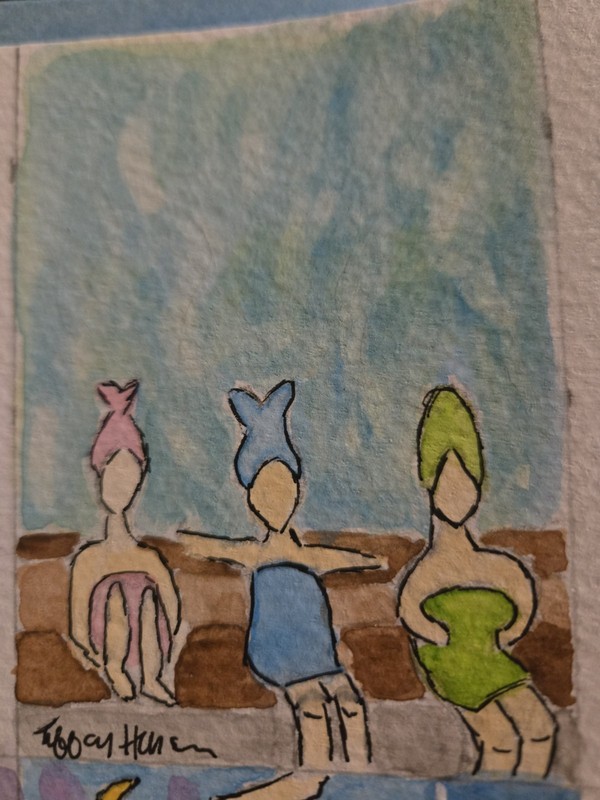Aceo Original Watercolor Painting "Spa Day"