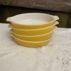 Vtg 4 PYREX Tableware #700 10oz AU GRATIN DISHES Yellow EUC Casseroles Mint