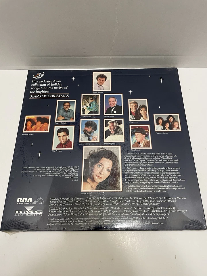 Avon The Stars of Christmas Elvis Carpenters Judy Collins Sealed LP 1988 - Image 3 of 4