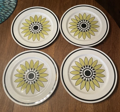 Set of 4 Mikasa Mediterrania Flower Dinner Plates 4065 Vintage Capri