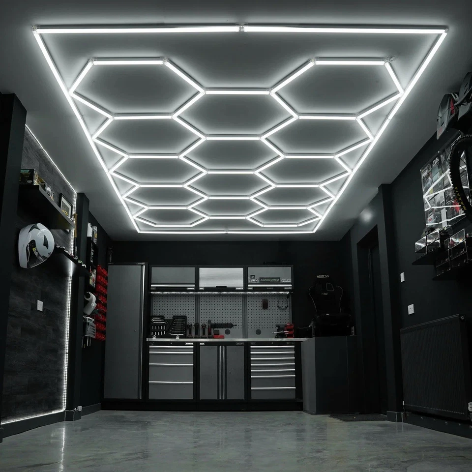 VASTFIRE 14 Hexagon LED Lighting Detailing Garage Workshop Retail Car Showroom Barber UK