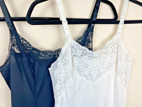 2 VTG Olga & Wandermaid 1980s Full Slip Black White Lace 34 A Antron Nylon