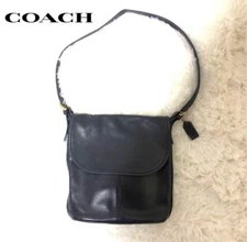 Extremely Rare Made In USA Old Coach 4115 Shoulder Bag Black Vintage Used #3621