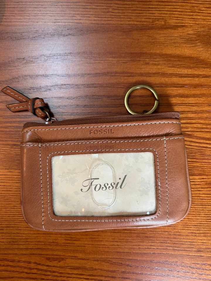 Cartera cambio marca Fossil lona y cuero patrón de hojas púrpura Foto 2 de 3