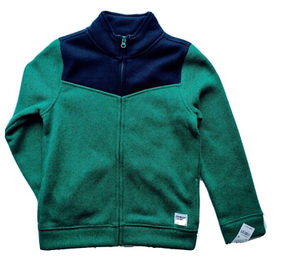 New Oshkosh Boys Jacket 10 Blue Green Full Zip Mock Neck 