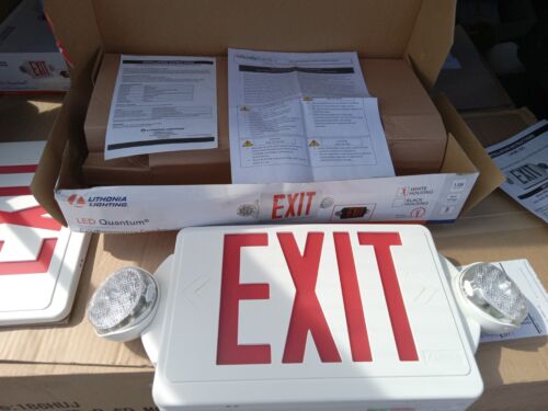 Lithonia Lighting LHQM R M6 LED Emergency Exit Sign with 2-Round Head Lamp - Red - Picture 1 of 14
