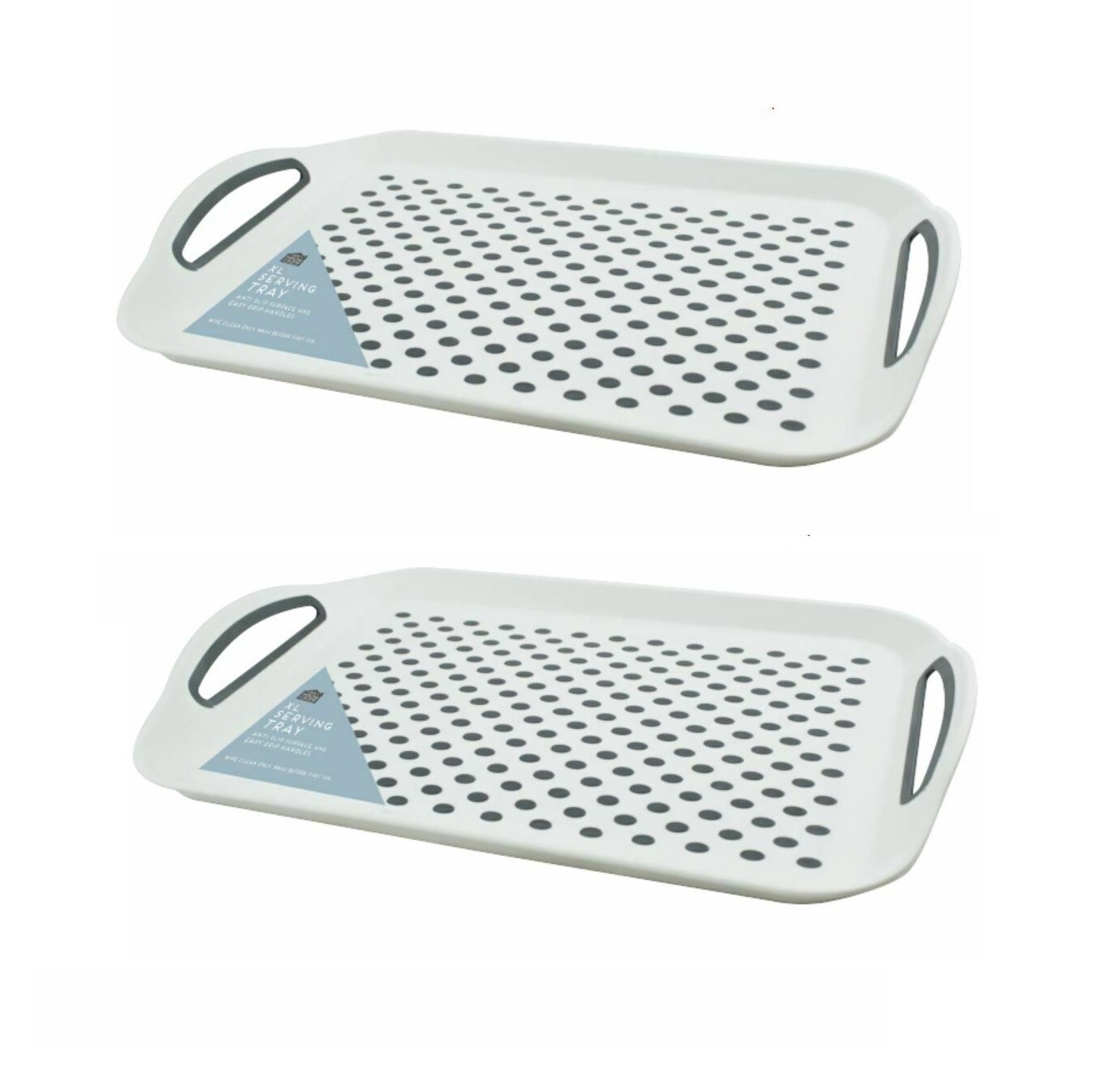 2x AntiSlip Plastic Serving Tea Food TV Lap Dinner Tray Grip Rubber