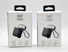 Lot Of Two ijoy Silicone Protective Cover Case For Airpods With Carabiner Gray