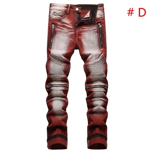 Moda Para hombres Jeans Elastizados Calce Ajustado Pantalones Informales Largos Estampados Denim Pantalones - Imagen 7 de 38