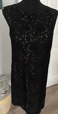 Ann Taylor Black Eyelet Sleeveless Lined Shift Dress Women’s Size 6