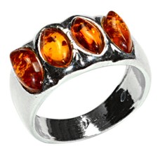 3.9g Authentic Baltic Amber 925 Sterling Silver Ring Jewelry N-A7333 s.5