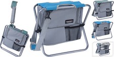 Foldable Camping Stool with Insulated Cooling Bag Metal Frame Camping Picnic 