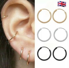 Small Round Hoop Loop Earring, Small Thin Hoop Earring  unisex *UK