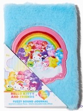 Hello Kitty X Care Bears Fuzzy Plush Journal Diary NEW Sanrio Licensed AUTHENTIC