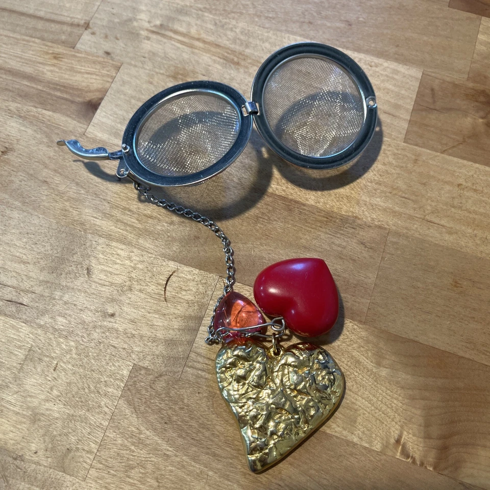 "Infusor de bolas de té para té de hierbas con dijes de corazón cadena de 5"" pulgadas nuevo hecho a medida" Foto 4 de 4